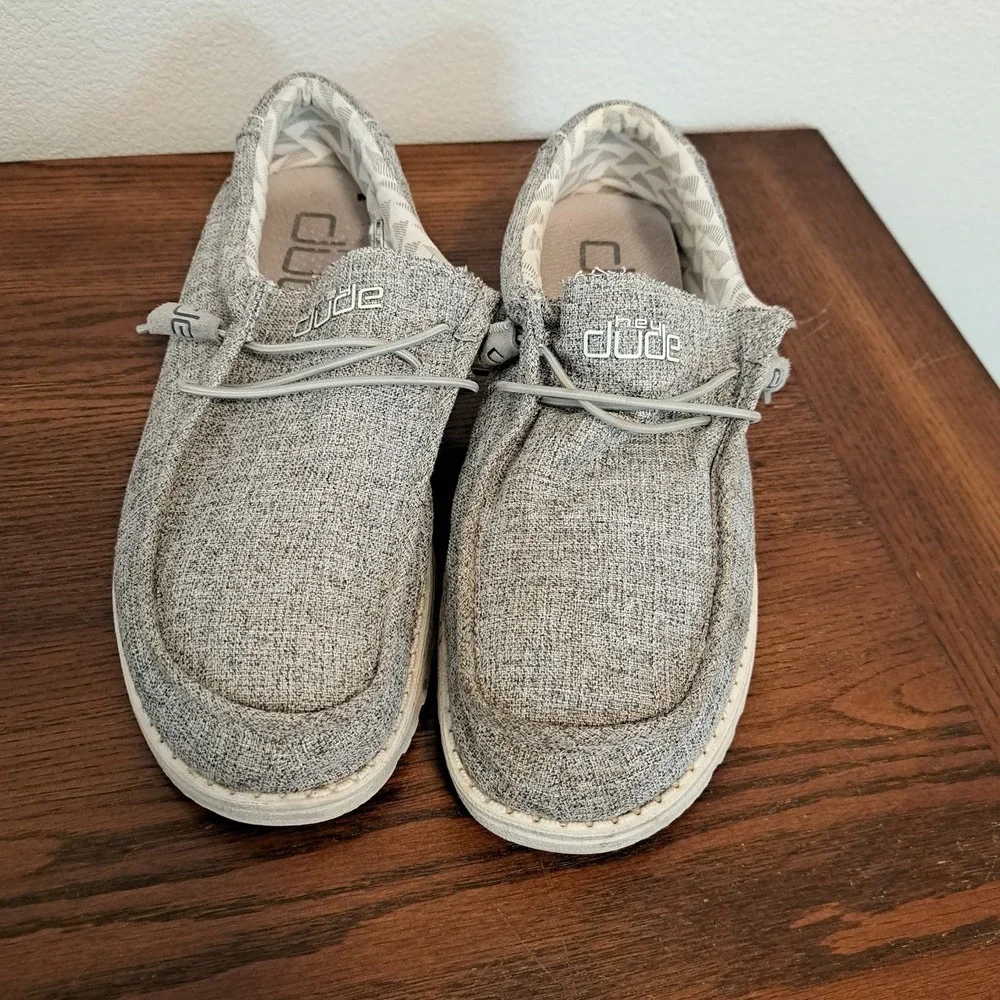 Hey Dude Wally Linen Iron Grey Men's Slip On Loafers Size 12 110793901